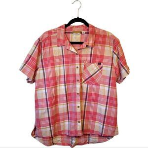 L.L. Bean Red Plaid Button Down Shirt Women's Size XL